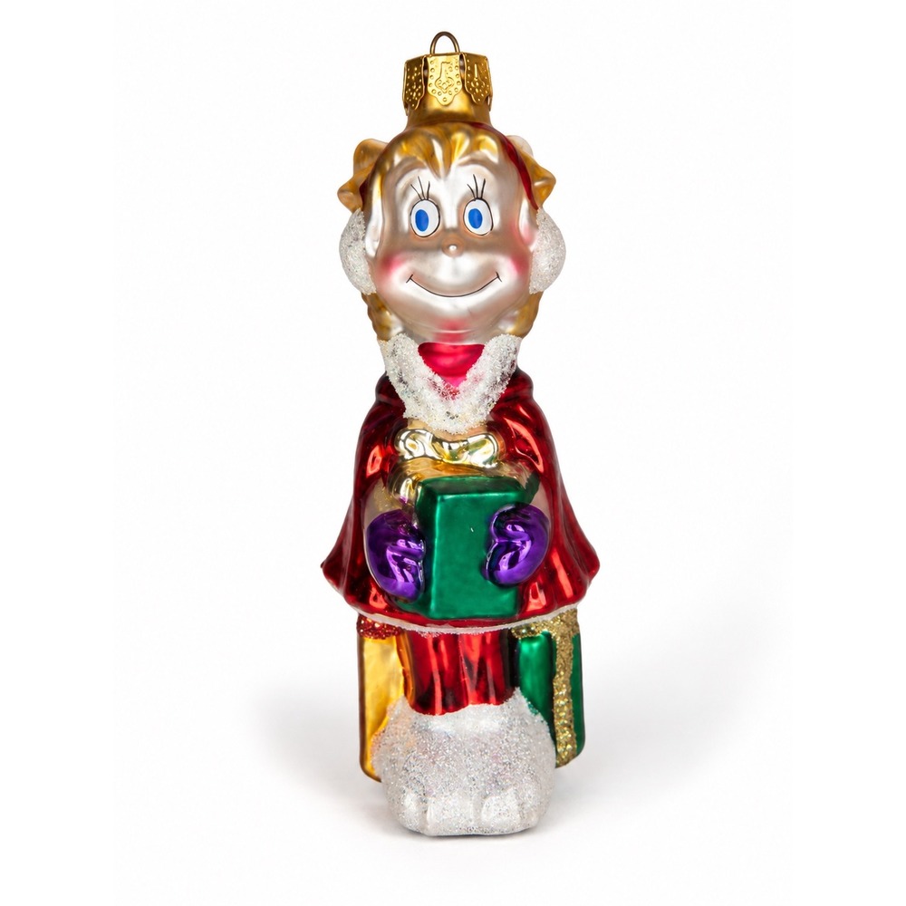 VTG Dr Seuss Cindy Lou Who Glass Christmas Ornament Grinch Collectible 5 Inch